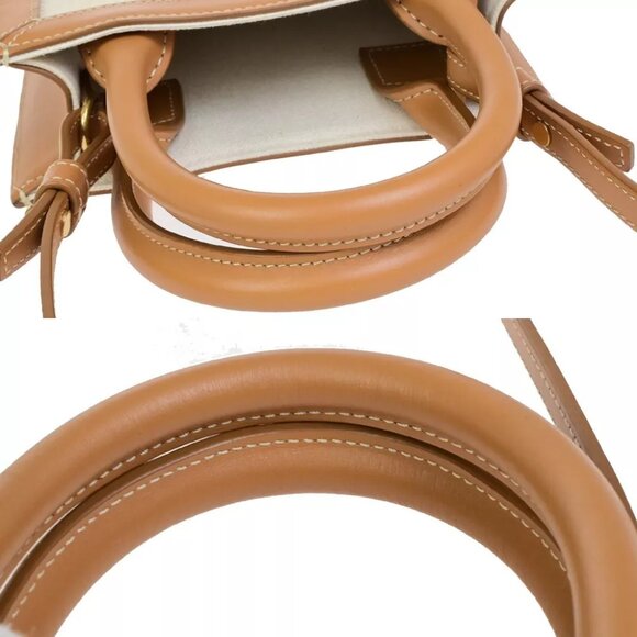 CELINE Logo Vertical Cabas 2Way Mini Hand Tote Bag Canvas Leather Brown 667RK836 - Picture 5 of 16
